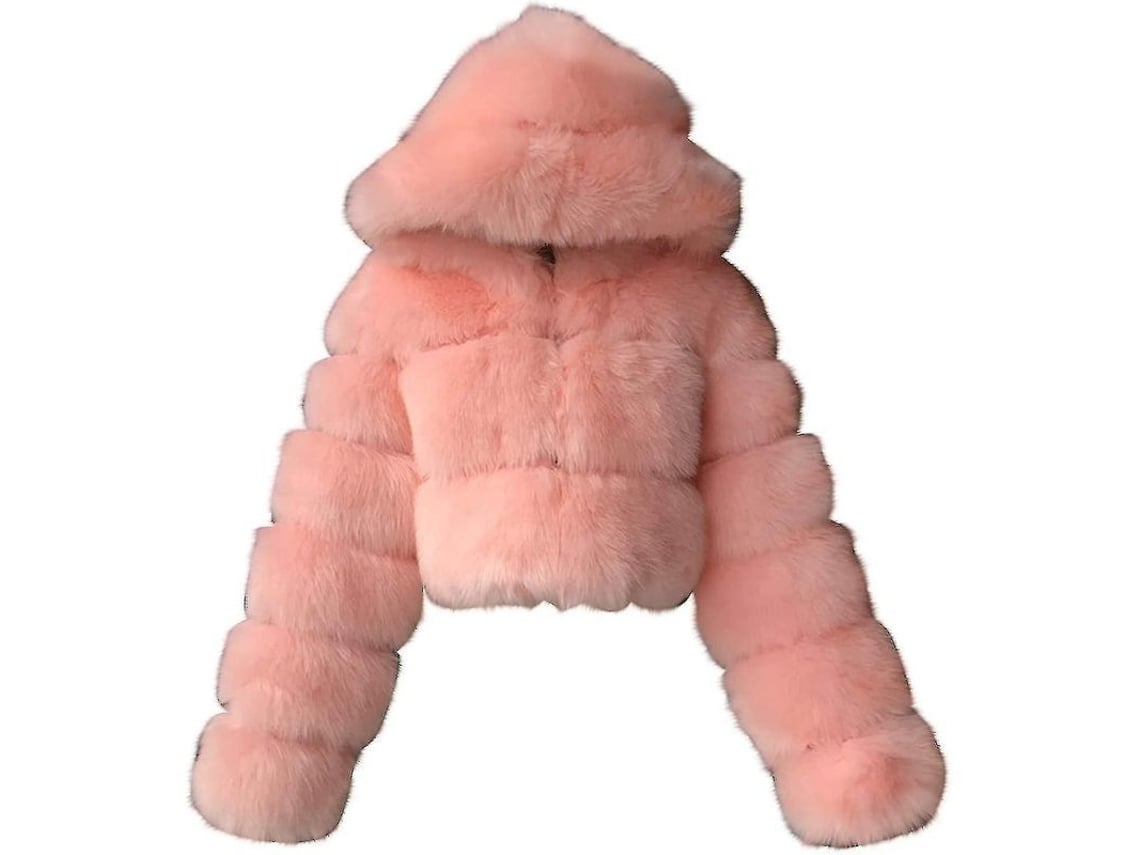 2026-abrigo Corto De Piel Falsa Para Mujer Con Capucha Abrigo De Burbuja Fleece Calientito Plus Size De Invierno Alta Calidad