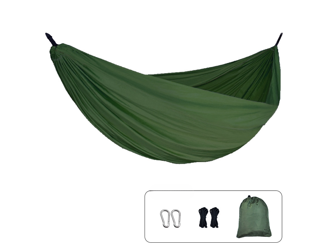 Hamaca Portátil Individual Para Campamentos, Mochileros Y Actividades Al Aire Libre (270x140 Cm) Verde Ejército Siurn