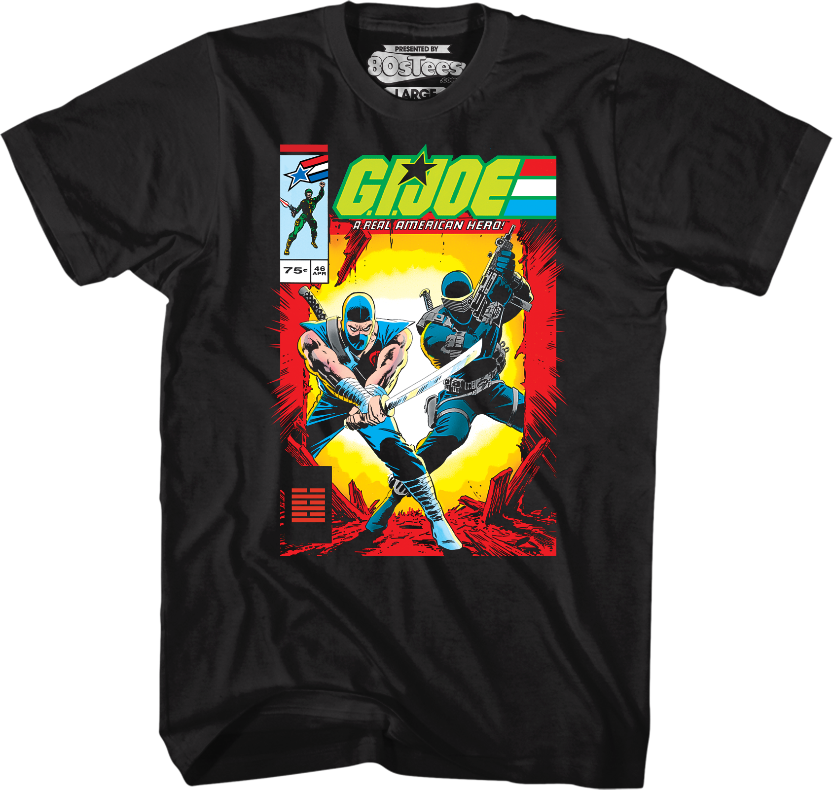 Camisetas Unisex DEEPSTONE Storm Shadow And Snake Eyes Comic Book Cover GI Joe Negro (XXL)