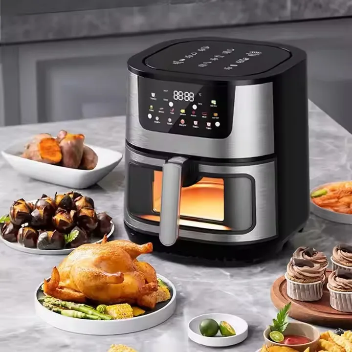 Freidora de aire inteligente de acero inoxidable con gran capacidad de 15 litros y pantalla táctil. MDUG