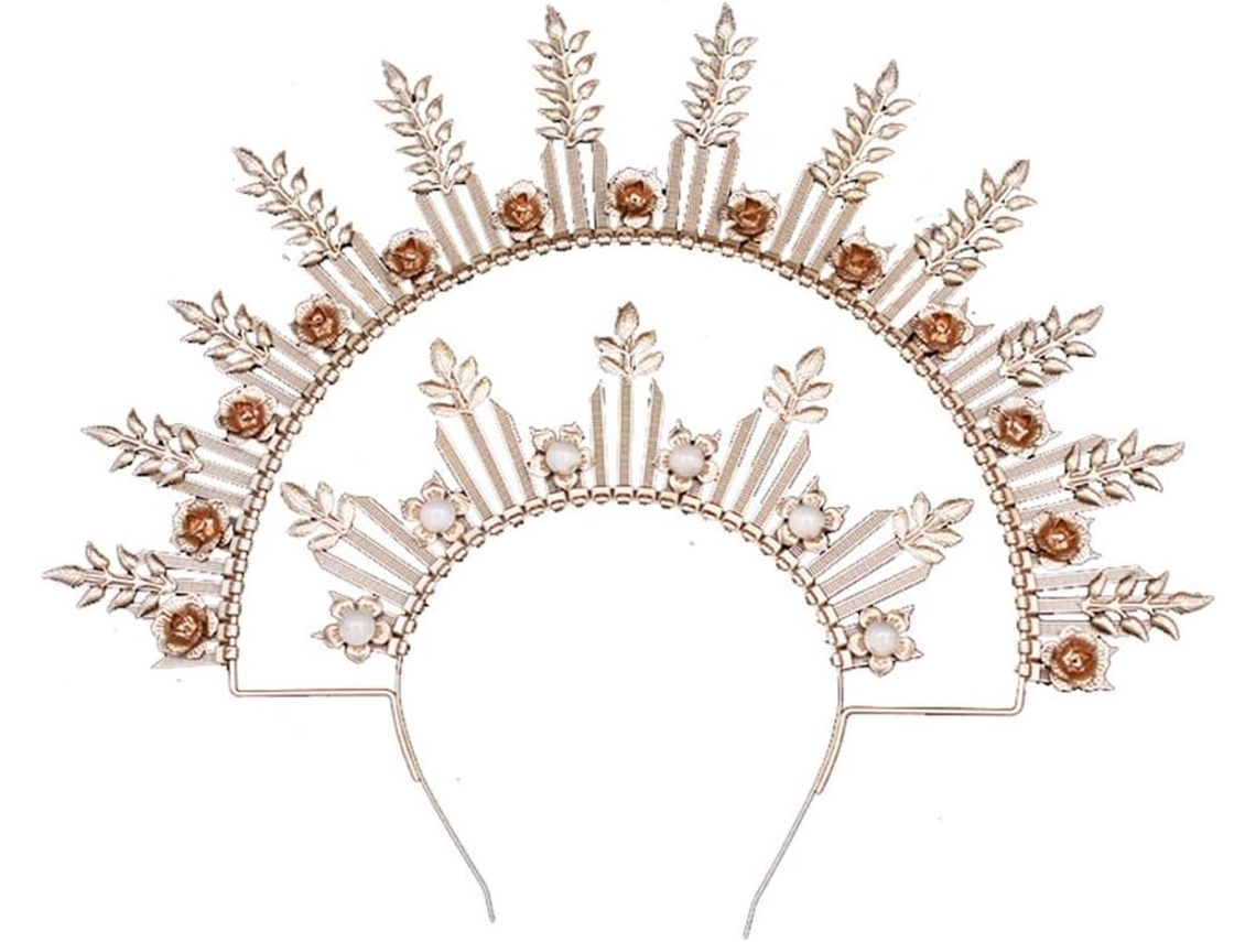 Diadema De Dos Capas Virgen María Para Mujer - Tiara Barroca De Boda Diosa Del Sol