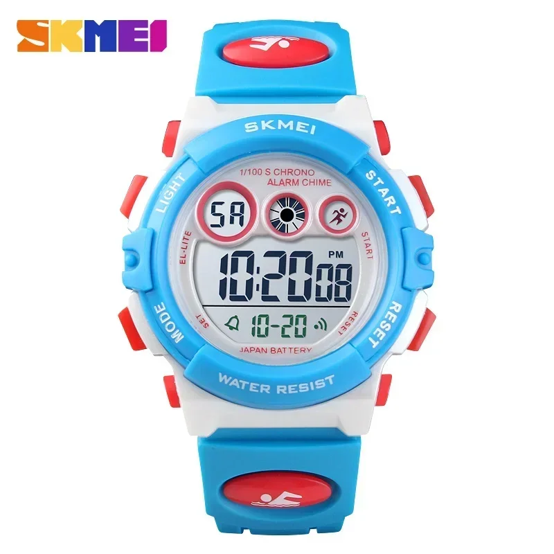 Reloj Infantil Elegante E Impermeable (blanco Y Azul), Para Niños Y Niñas, Digital Led, Con Alarma Y Fecha.