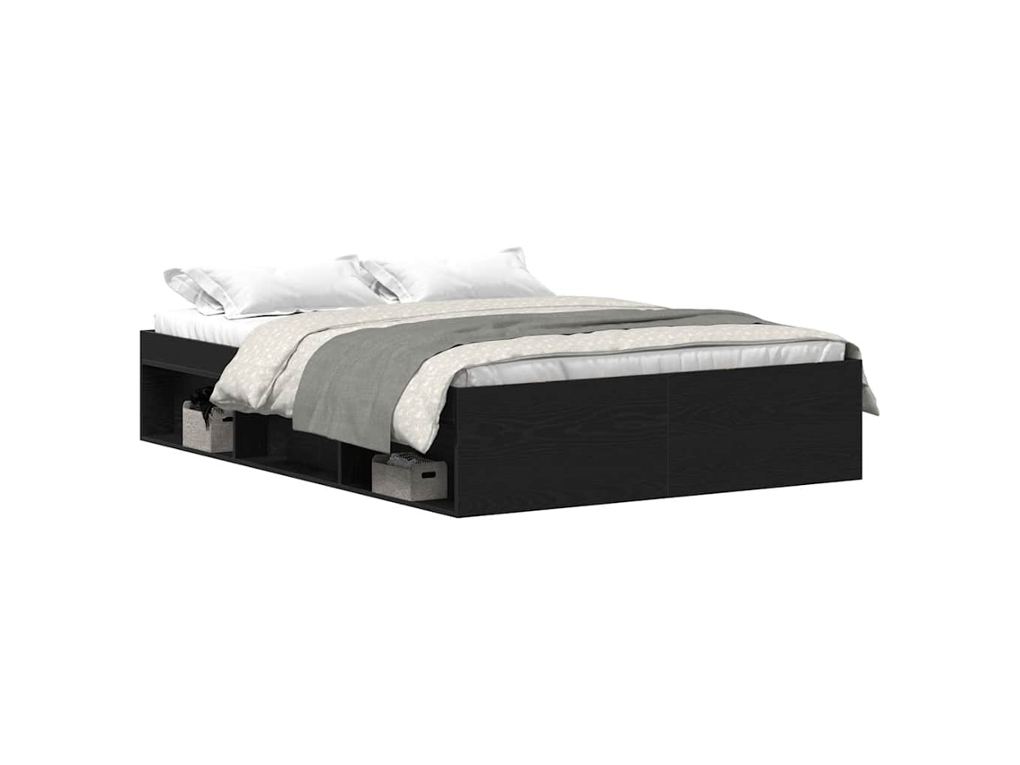 Maison Exclusive - Estructura De Cama Sin Colchón Roble Negro 120x190 Cm