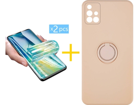 Carcasa + 2 Protectores de Pantalla para Samsung Galaxy A71 ACCETEL Rosa Pastel