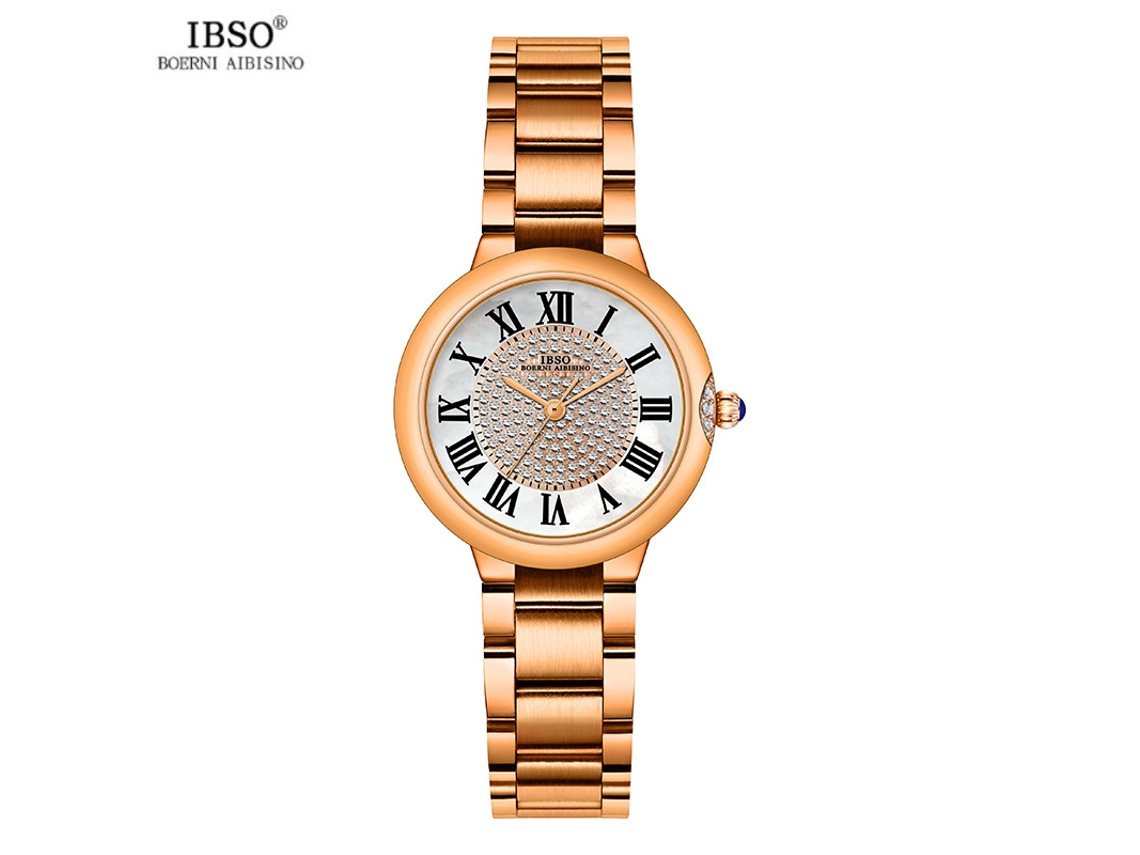 Relógio Feminino De Quartzo À Prova D'água (ouro Rosa) Com Strass, Mostrador Romano Moderno.