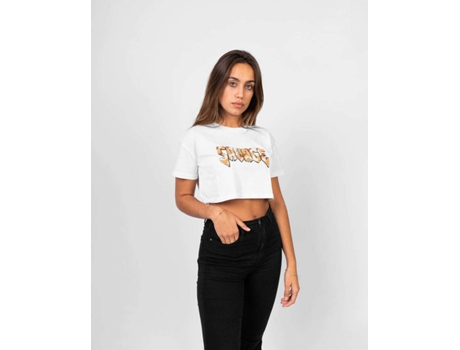 T-shirt Básica SAVAGE Crew Algodón Mujer (XL - Blanco y Beis)