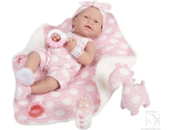 Muñeca DISFRAZZES Reborn Niña Cuerpo de Goma con Vestido (38 cm - Rosa)