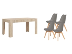 Pack Mesa Extensible de Comedor o Cocina Cambria 4 Sillas Nordic Gris SALDOSYSTOCKS