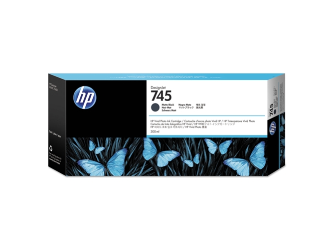 Cartucho de Tinta Original HP 745 de 300 ML F9K05A Negro Mate para DesignJet Z2600 PostScript, Z5600 PostScript