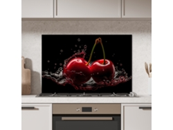 Panel antisalpicaduras de cocina color cereza - rojo - fruta - agua - negro 90x60 cm