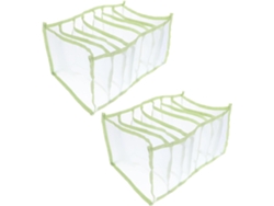 Almacenamiento Plegable Pantalones Juego 2 Tamaño Grande 36x25x20 7 Compartimentos Verde Claro Organizador