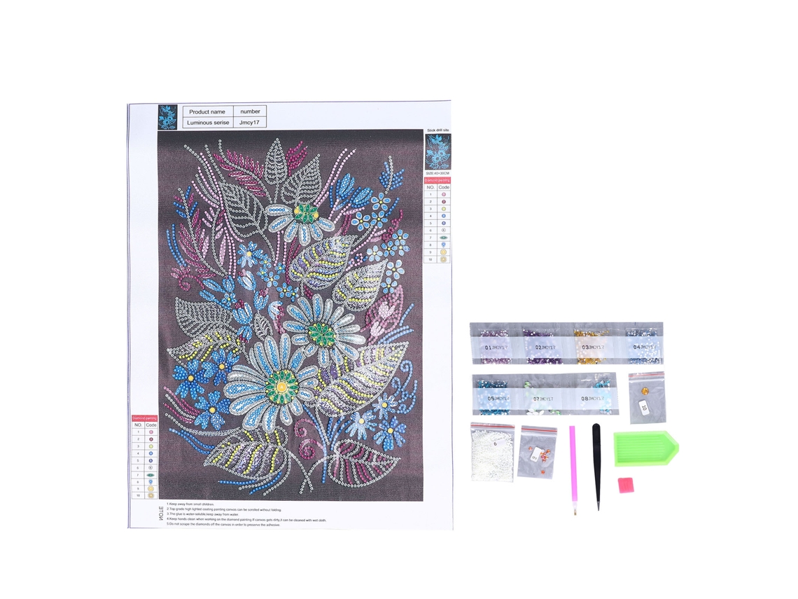 Baok-5D DIY Pintura de flores luminosas con diamantes de imitación para la decoración del hogar y el dormitorio