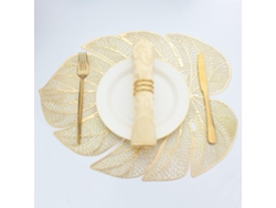 Posavasos Con Forma De Hoja - 8 Piezas - Dorado - 45x35 Cm