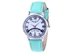 Reloj De Cuero Moda Hombre Mujer Dial Redondo Analógico De Cuarzo Mint