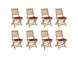 Sillas plegables de exterior de acacia maciza de 8 piezas con cojines DKD Home Decor