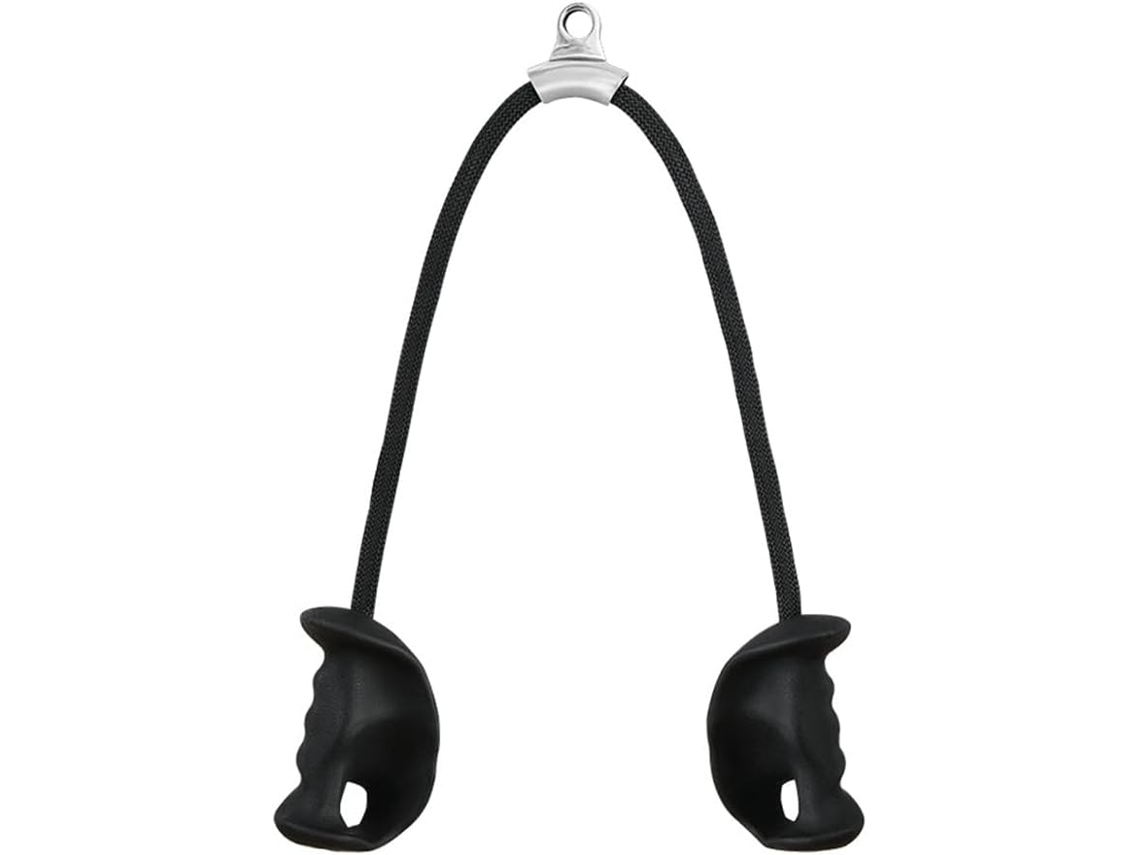 Entrenamiento De Fuerza Muscular Para Tríceps Y Bíceps En El Gimnasio Con Cuerda Doble De Arriba Hacia Abajo