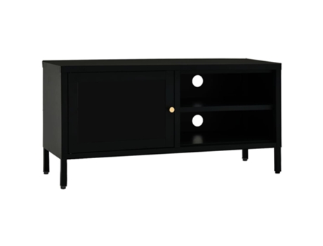 Maison Exclusive - Mueble para el televisor acero y vidrio negro 90x30x44 cm