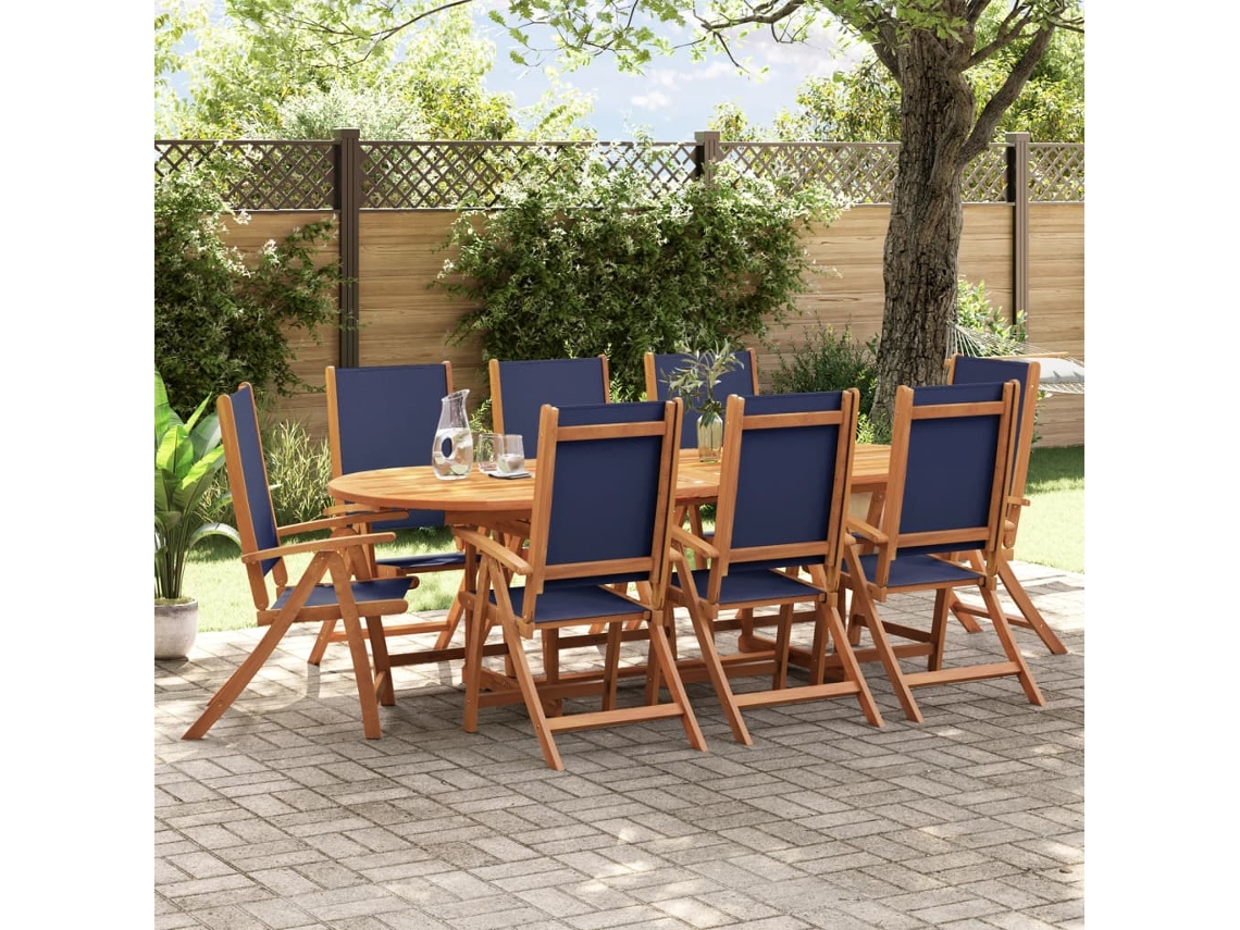 Juego de comedor de jardín de 2 piezas de acacia maciza y textileno Dkd Home Decor
