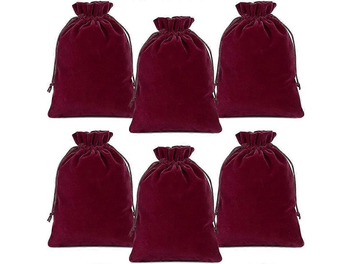 Rebe-32 Bolsas De Terciopelo Con Cordón, 12cm X 10cm Para Joyería, Regalos Y Dulces (rojo Oscuro)