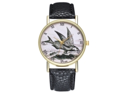 Reloj De Pulsera De Cuarzo Con Diseño Retro, Unisex Casual Para Hombre Y Mujer Negro