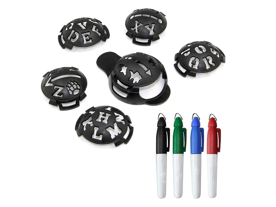Juego De 6 Herramientas Para Dibujar Líneas Y Letras Con Forma De Pelota De Golf, Con 4 Bolígrafos Y Plantillas.