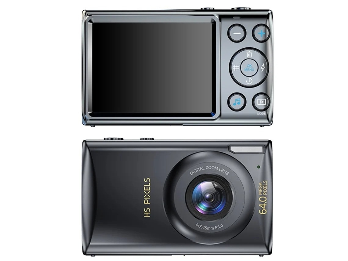 Cámara digital compacta portátil Yizhood, enfoque automático, 64 MP UHD 4K, cámara para vlogs, zoom digital de 18x (negra)