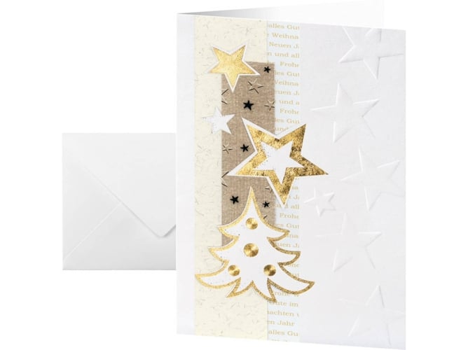 10 Postales de Navidad SIGEL Árbol Dorada (10.5x14.8 cm)