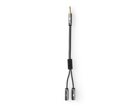 Cable Audio Estéreo NEDIS 3 5 Mm Macho 2X 3 5 Mm Hembra Chapado En Oro 0 20 M Diseño Redondo Gris / Gris Metálico
