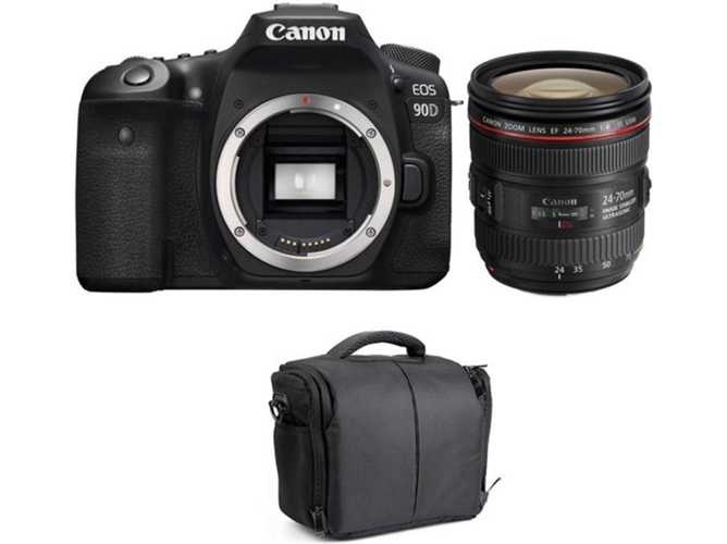Kit Cámara Réflex CANON EOS 90D + EF 24-70mm f/4L IS USM + Bolsa
