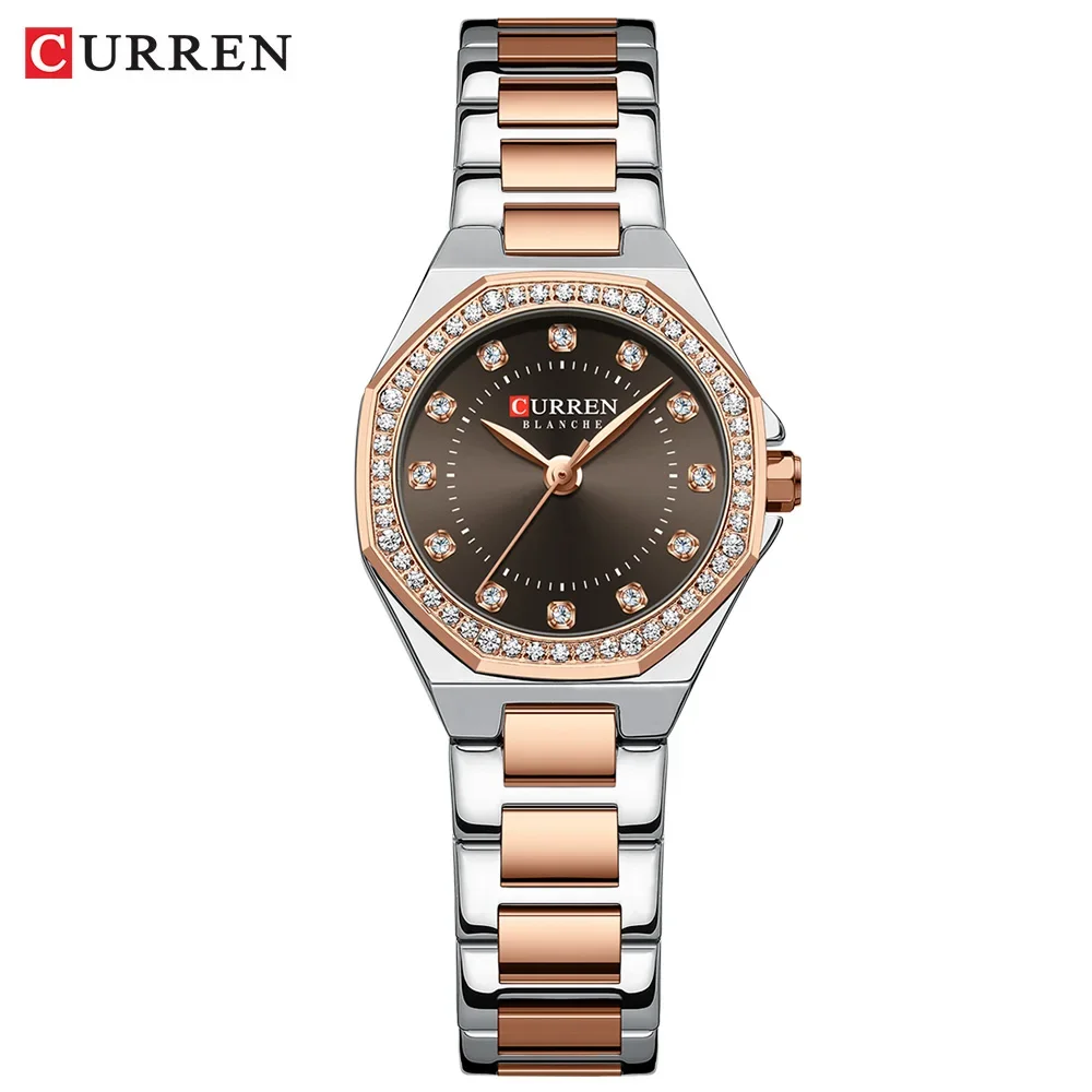 Reloj de Mujer con Diamantes (Color Café): Elegante y Sofisticado, Fabricado en Acero Inoxidable, Resistente al Agua.