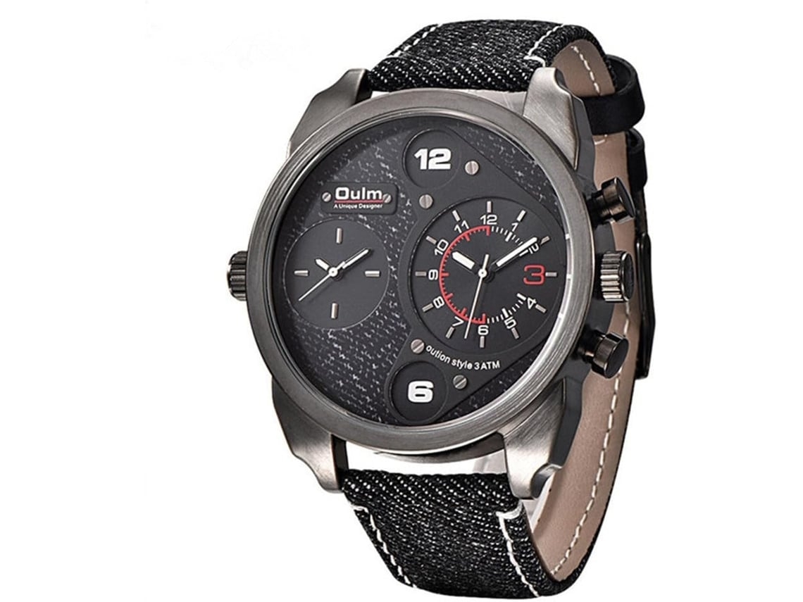 Deportes Denim Reloj De Pulsera Masculino Doble Movimiento Reloj De Cuarzo Casual Lona Masculino Militar Gran Reloj Yuysan