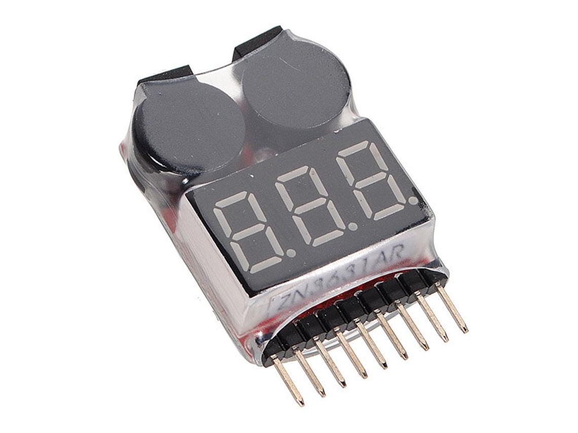 Medidor de voltaje de batería, comprobador, monitor de batería, alarma de zumbido para baterías Lipo de 1s y 8s