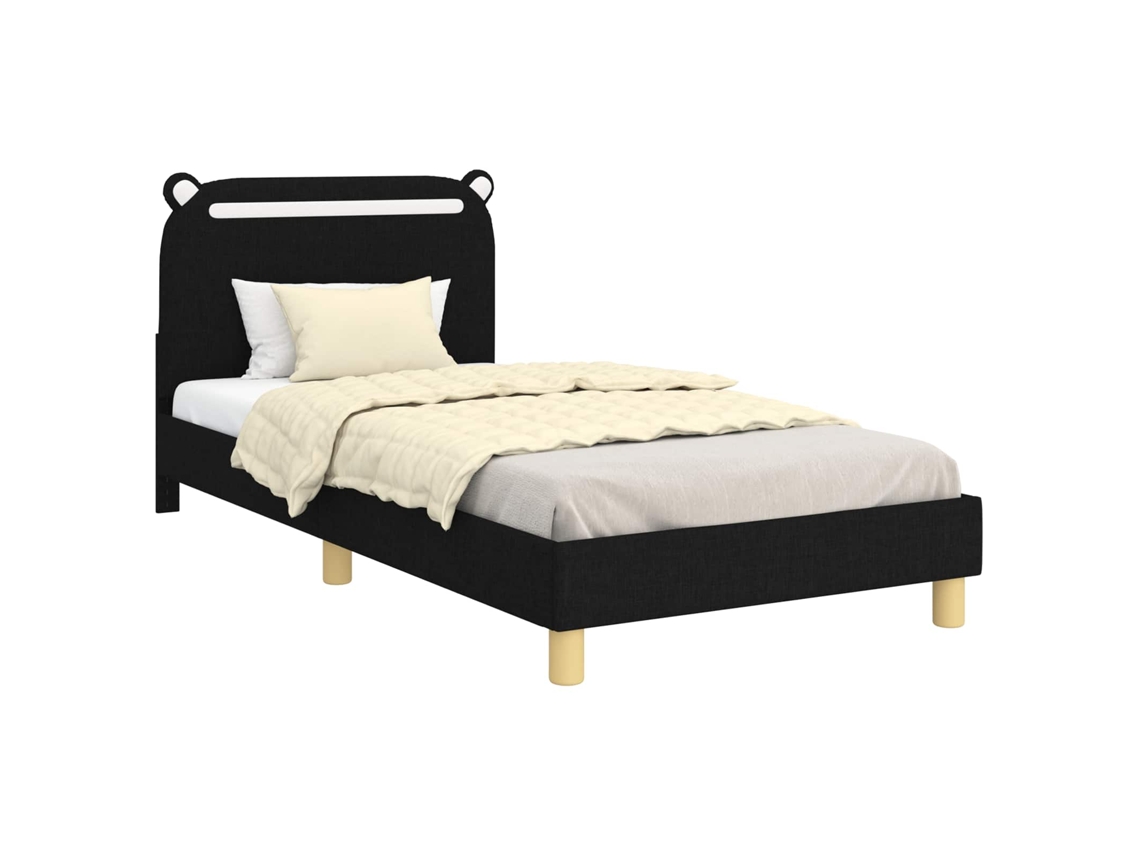 Maison Exclusive - Cama Para Niños Con Cabecero Negro 90 X 200 Cm Tela