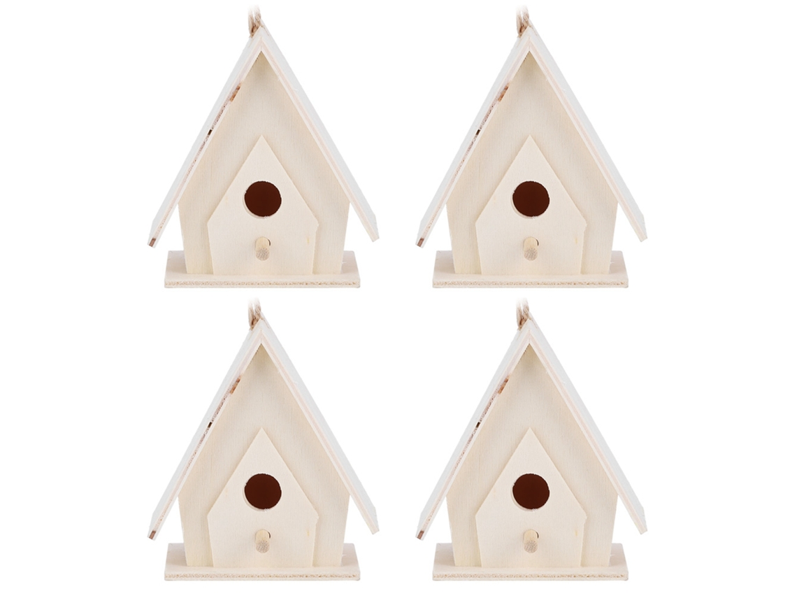 4 Casitas De Madera Para Pájaros, Ideales Para Decorar El Jardín Y Atraer A Pájaros Y Loros.