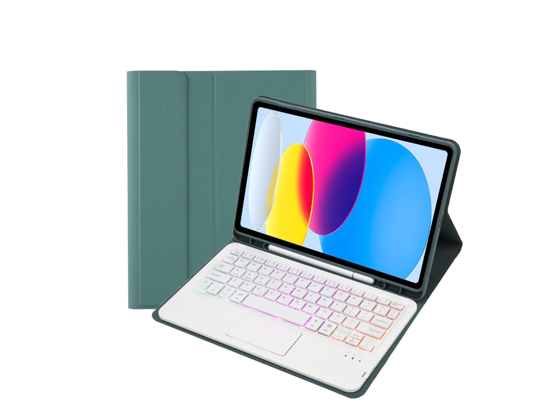 Funda con teclado táctil para Samsung Galaxy Tab A11 Plus de 11 pulgadas con retroiluminación RGB, color verde oscuro Gertiz (2025)