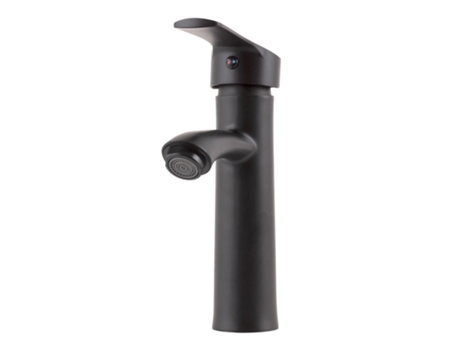 Grifo Lavabo Latón/Zinc, Negro, Agua Caliente-Fría, Latiguillos, Caño Bajo, Monomando [QLI-FA-SS01] GREENICE