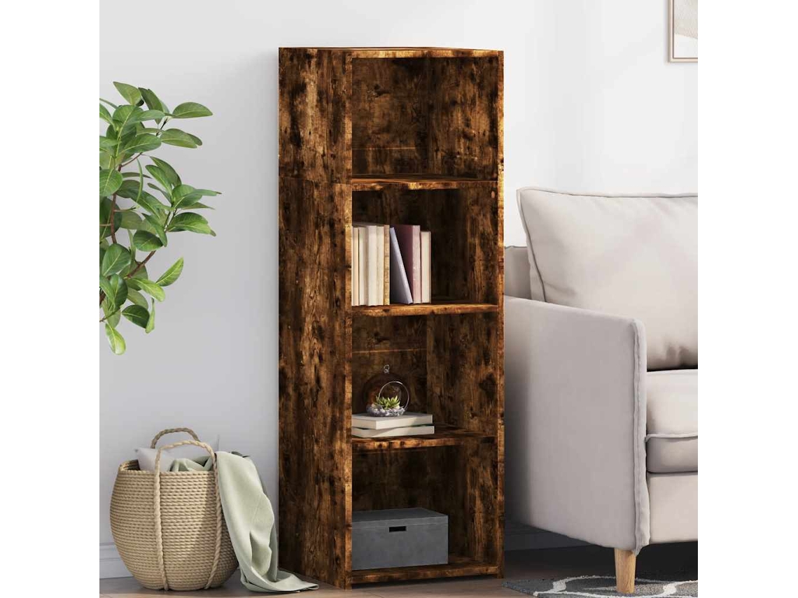 Aparador Alto Madera De Ingeniería Roble Ahumado 40x41x124 Cm