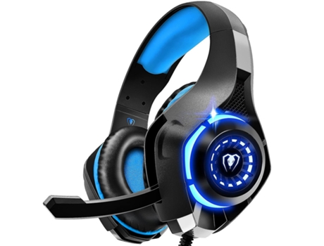 Auriculares para Juegos para Ps4 Ps5 Xbox One Pc con Interruptor de micrófono Cancelación de Ruido Duraderos y livianos Azul BISBISOUS