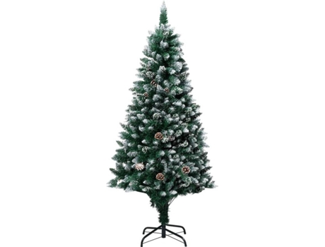 vidaXL Árbol de Navidad artificial con piñas y nieve blanca 150 cm