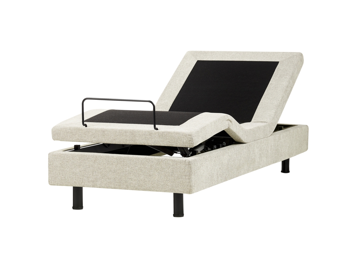 Base de Cama Ajustável Através de Comando Remoto BELIANI Castellan de Tecido Creme 80x200