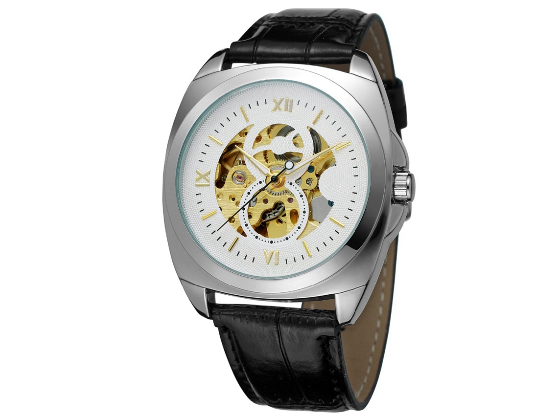 Reloj Mecánico Hombre Impermeable De Muñeca Winner (dial Blanco)