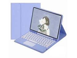 Funda con teclado Bluetooth Fwinl para iPad Pro de 12,9 pulgadas (2022/2021/2020/2018) con teclado táctil y ratón y bandeja para bolígrafo (portugués, morado claro)