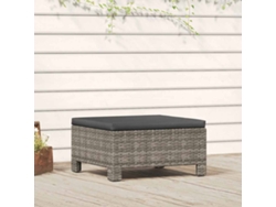 Reposapiés de jardín con cojín de mimbre gris, Dkd Home Decor