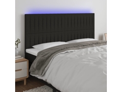 Cabecero Con Luces Led Tela Negro 200x5x118/128 Cm
