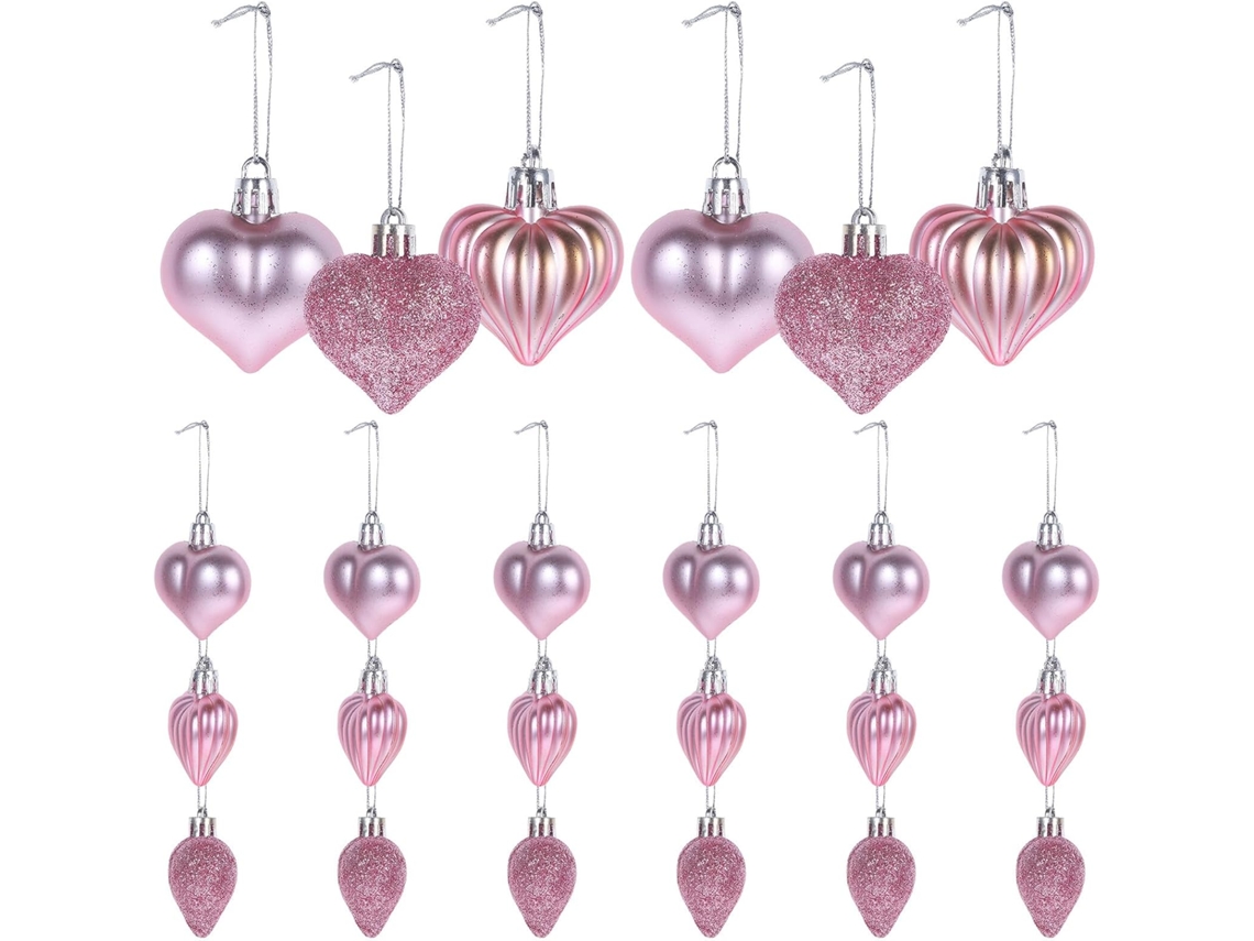 Juego De 36 Adornos Colgantes En Forma De Corazón Para El Día De San Valentín, 45 Cm, Colgantes Chapados En Oro Rosa.