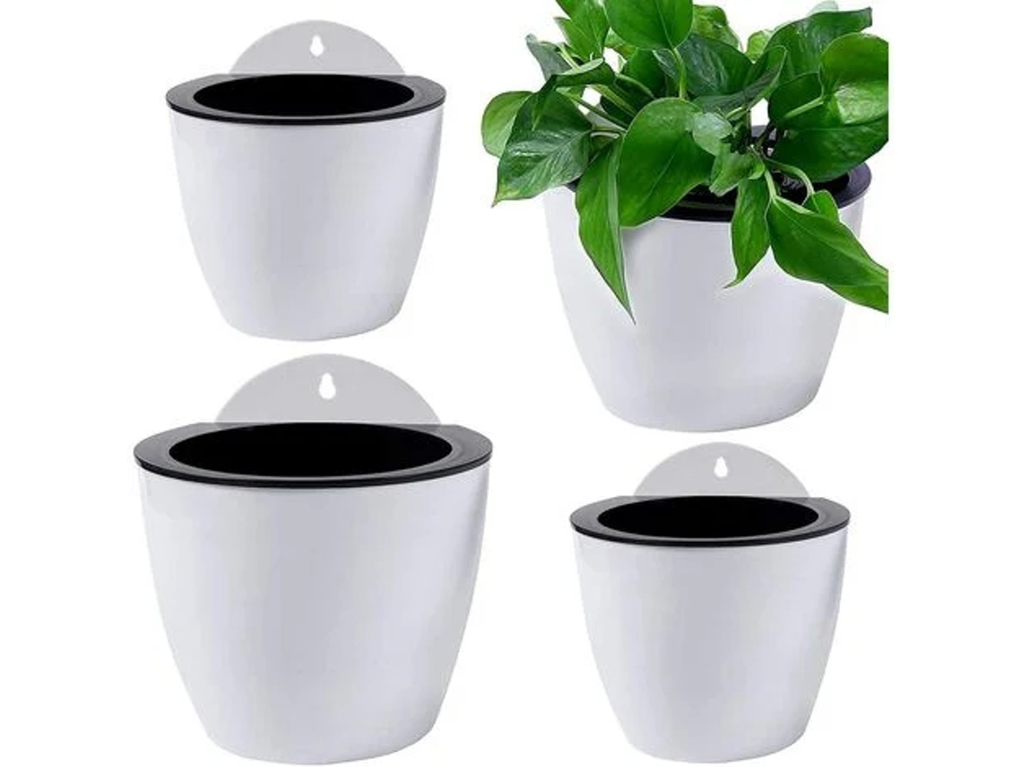 Macetas colgantes de absorción automática, de plástico, para balcones, cercas, hogar, oficina o jardín (2 tamaños)