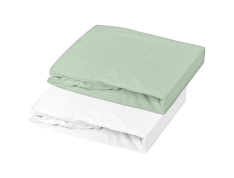 Domiva Conjunto de 2 lençóis - 70 x 140 cm - Jersey - Branco/Verde cinza