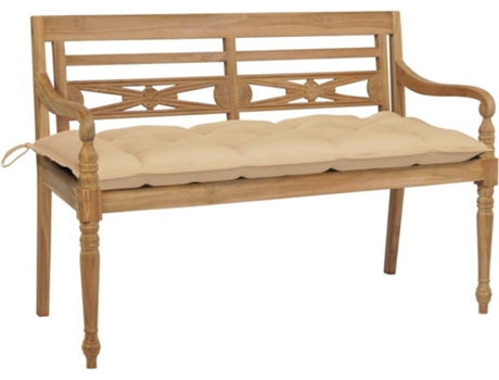 Banco de exterior VIDAXL Beige Teca (120x51.5x84 cm)