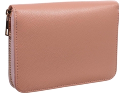 Bolsa Organizadora De Couro Pu Rosa Com Zíper E Alça, Ideal Para Moedas E Cartões.