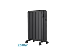 Radiador De Aceite Polonia Negro 2000w 9 Elementos 3 Potencias Antivuelco (63,5x45x24,5cm)
